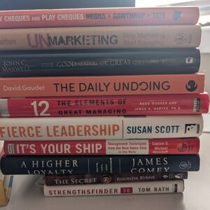Leadership and Management Book Set in Red, White, and Black
